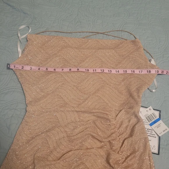 B. Darlin beige/gold glitter dress. Size XL. Spaghetti straps. - Picture 7 of 11